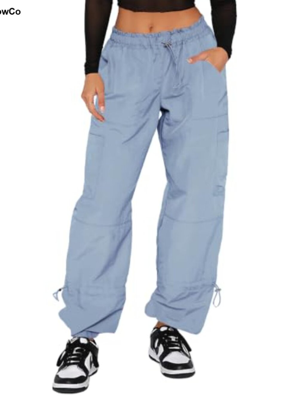 Women Cargo Pants Baggy Parachute Wide Leg Drawstring Pockets